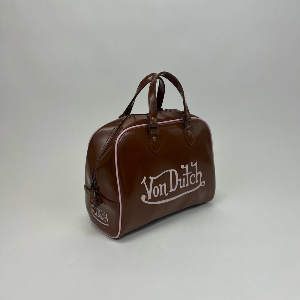 Von Dutch Brown Duffel Bag with Pink Accents
